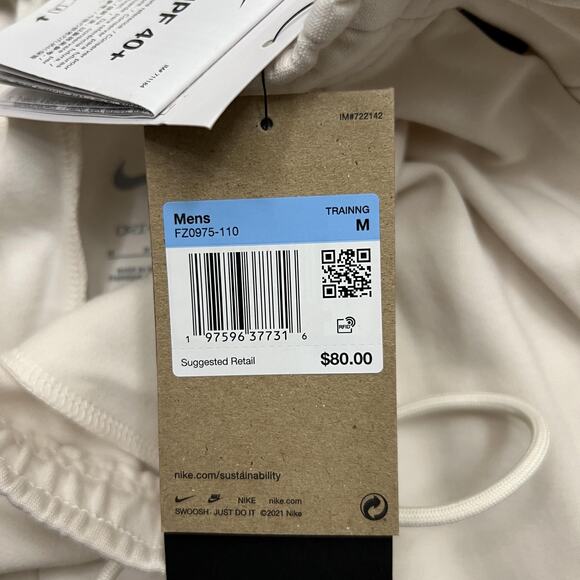 Nike Dri-FIT Pants Mens Medium White Standard Fit Joggers Training FZ0975-110 - Picture 8 of 15